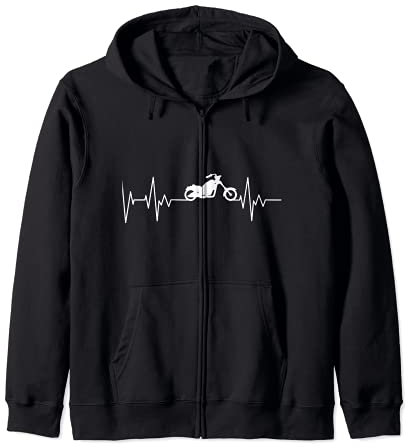 Chopper Motorcycle Biker Heartbeat Motorcyclist Biker Zip Hoodie