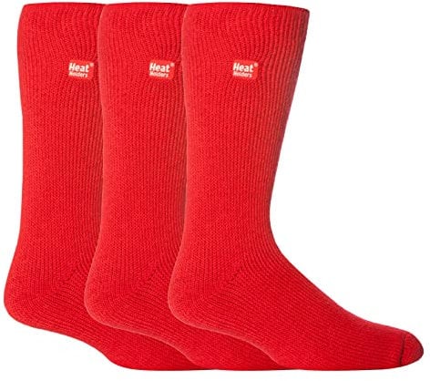 HEAT HOLDERS - 3 Pack Multipack Mens Insulated Thermal Socks for Winter (6-11, Red)