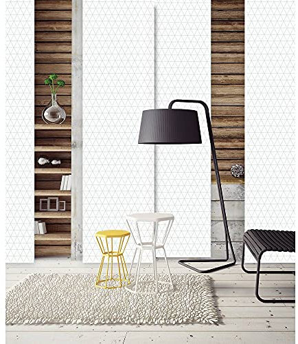 MADECOSTORE Panneau Japonais Tamisant Imprimé Triangles - Blanc - L50 x H250cm