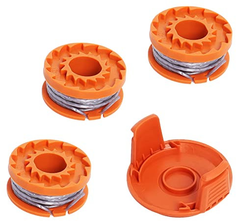 Bobine de débroussailleuse compatible avec Mac Allister, pièce de rechange Poweka 1,65 mm à alimentation automatique avec couvercles compatibles avec débroussailleuse MGTP18Li (3,05 m)