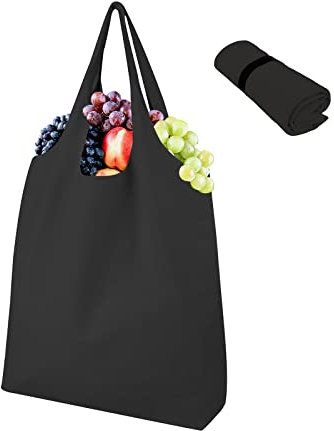 Muka Roll-Up Tote Bag con bolsillos interiores y banda elástica, bolsa de comestibles de lona de algodón
