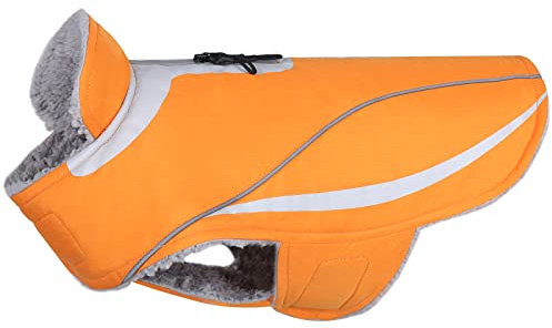 VIVAGLORY Hundemantel, Leichtgewichtig Kuschelig Hundejacke Fleece Für Den Spätherbst und den Frühwinter, Wasserbeständig Hundefleeceweste für Welpe Klein Haustiere Gehen Training, Orange