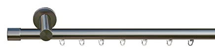 tilldekor Innenlauf Gardinenstange nach Maß, Andrax 1-läufig, edelstahl-optik, 20mm Durchmesser, auf Maß gefertigt, 350 cm, inkl. Trägern und Endstücken