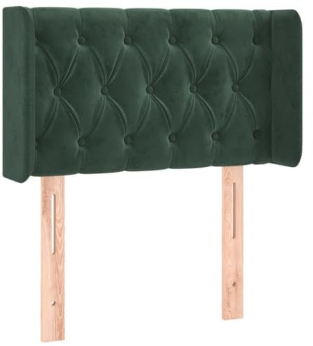 vidaXL Kopfteil mit Ohren Polsterkopfteil Betthaupt Bettkopfteil für Bett Bettgestell Bettzubehör Schlafzimmer Dunkelgrün 83x16x78/88cm Samt