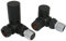 NRG Modern 15mm Designer Manual Corner Radiator Valves + Lockshield Valves Black