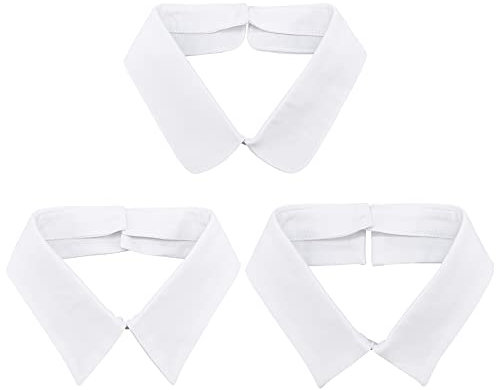 nbeads 3 Pcs 3 Tailles Blanc Amovible Faux Col Montant, Faux Revers Col de Chemisier Simple Bavoir Col Montant Tour Cou Couleur Unie Collier Dickey pour Hommes Femmes Filles Tenues Occasion Formelle