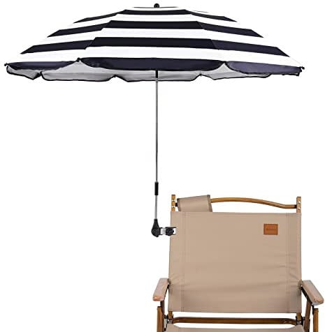GRANDMEI Chair Parasol with Clamp,Clip on Umbrella for Patio,Beach Chairs,Wheelchairs,Golf Carts (B-Stripe)