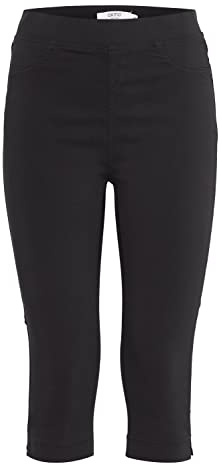 OXMO OXKEANA Damen Hose Stoffhose Caprihose aus Viskose mit Stretch elastischer Bund Skinny-Fit, Größe:S, Farbe:Black (200451)