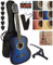 AMBRE Pack Guitare Classique 4/4 (Adulte) + 10 Accessoires (Housse, Support Mural, Accordeur, Sangle, Capodastre, Cordes, 6 Médiators, Boîte, Manivelle) + Cours Vidéo & CD (Bleu, 3/4, Gauche)