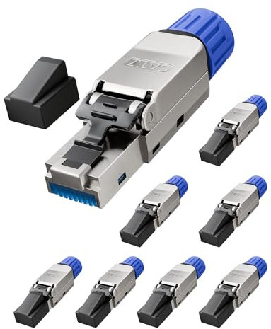 VCELINK Connecteur RJ45 Sans Outil, Fiche Cat 7 Plaqué or Sans Outil, Connecteur RJ45 blindé pour câble Ethernet Cat6A/Cat7 en lot de 8