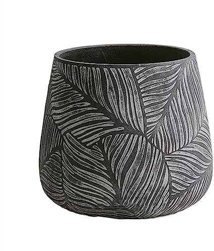 HEXEH Blumentopf Pflanztopf Blumentöpfe, einfache runde Blätter, Bündelmund, Zement-Pflanztöpfe, Wohnzimmer, Balkon, Zuhause, Bodentyp, Grünpflanzen, große Pflanzgefäße Pflanzkübel (Size : M)