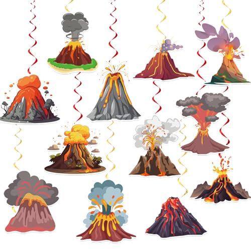 24 Pcs Lava Hängende Wirbel Vulkan Spiralen Decke Wirbel Dekorationen Lava Vulkan Hängende Dekorationen für Party Zubehör Vulkan Geburtstag Dekorationen