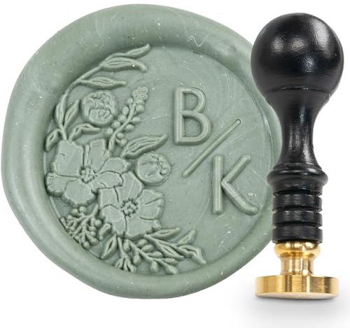 gravurART Siegelstempel personalisiert mit Initialen - Einladungen zur Hochzeit mit Wachsstempel personalisiert Design Sophia