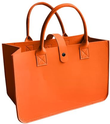 AUSYIWI Filz-Einkaufstasche, Faltbare Shopper-Tasche, 35 x 25 x 15 cm, in Drei Farben Erhältlich (Orange)