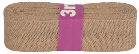 Schrägband 3m x 20mm Baumwolle gefalzt 60 Farben Einfassband Saumband, Farbe:800541 cappuccino