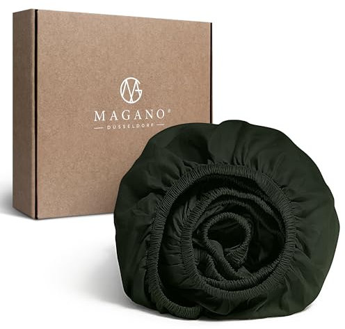 MAGANO® Luxus Spannbettlaken 200x200 Boxspringbett Topper Grün | Bambus & Baumwolle Satin | 400 TC Premiumqualität | Spannbetttuch Bettlaken 200x200cm | Dunkelgrün