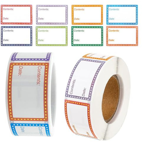 1000 Stücke Gefrieretiketten 2 Rolle Abnehmbare Lebensmitteldatum-Etiketten Self-Adhesive Tiefkühletiketten für Gefrieretiketten Aufkleber Küche