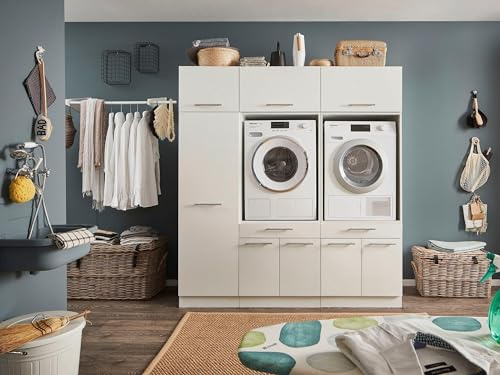 möbelando Waschmaschinenumbauschrank >LAUNDREEZY< in weiß - 185x200x67,5 (BxHxT)