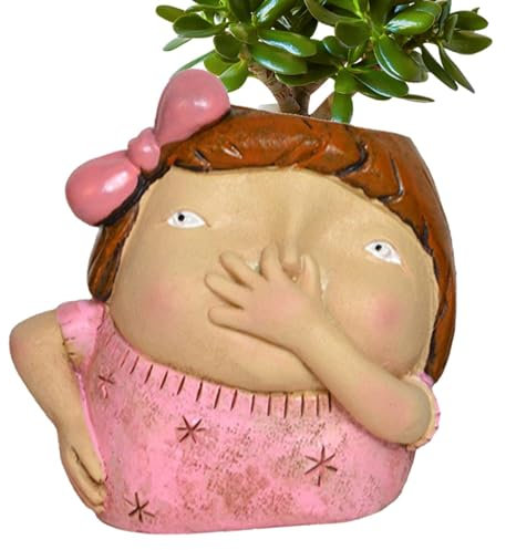 Streysisl Cache-pot pour visage de fille, cache-pot avec tête de visage mignonne, cache-pot pour fille - Pot de fleurs au design mignon pour garçons et filles - Image pour