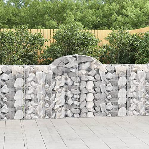 Bulliing Gabionen mit Hochbogen 9 STK. 200x30x100/120cm Verzinktes Eisen Gabionen Zaun Gabionen SäUle Zaun Garten Drahtkorb Garten