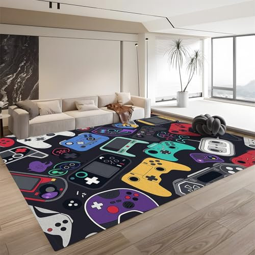 Game Controller Area Rug - Soft Non-Slip Carpet Floor Mat for Living Room, Office, Bedroom, Dining Room Decorative Carpets- Retro Game Console 120cm x 180cm Rugs