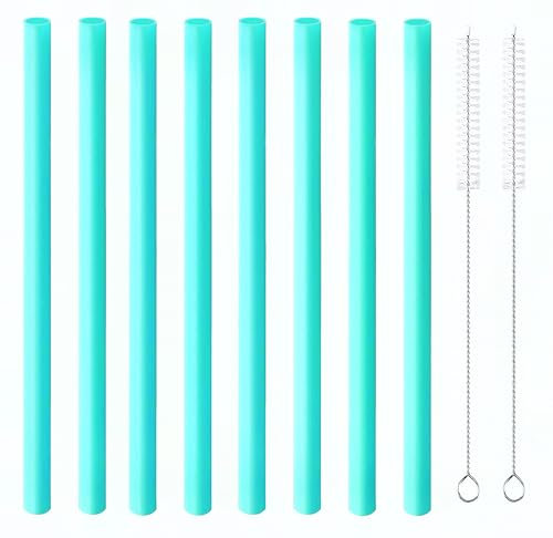 Vexilsy 8PCS Replacement Straws Compatible with Owala 24oz, 32oz Freepsip Water Bottles - Includes 2 Cleaning Brushes for Owala 24oz 32oz Tumbler Accessories Parts for Sports Bottle(Green)