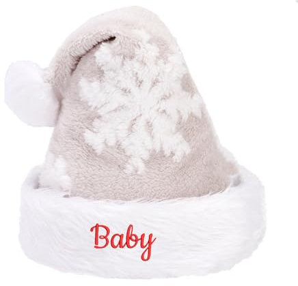 JinFu dian Personalisierte Weihnachtsmütze, personalisierte Weihnachtsmütze, personalisierte Weihnachtsmütze mit Namen, Nikolausmütze für Kinder und Erwachsene (Weiß, 30 x 40 cm)