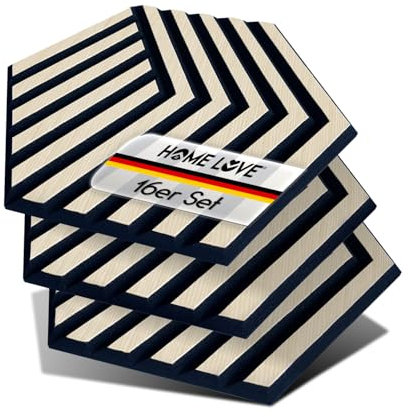 HOME LOVE® Wandbild aus Holz 16er Set | Hexagon Akustikplatten | 3D Gaming Wanddekoration | Akustikpaneele als Deko | Dekoration für Wohnzimmer Flur | Wandpaneele als Akustikbild | Dekoartikel groß