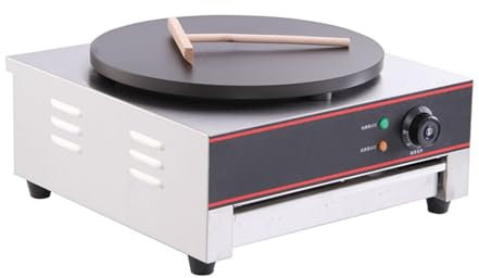 QUSYZD Crepiera elettrica per Pancake, 3000 W, Professionale, Commerciale, a Testa Singola, con Piastra riscaldante Antiaderente da 15,7 Pollici di Diametro, Regolazione della Temperatura,