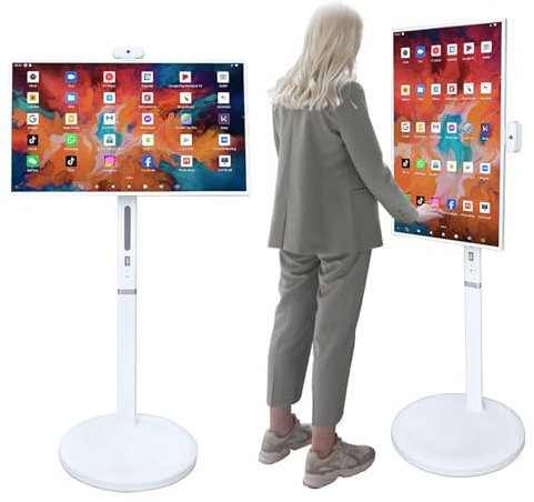 BDJSN 32 Inch Smart Mobile Touch Screen, 1080p 6+128G Rotatable Monitor, Built-in Speaker & Camera, Built-in Battery(6-8H), Android 12, Touch and Remote Control, WIFI & Bluetooth