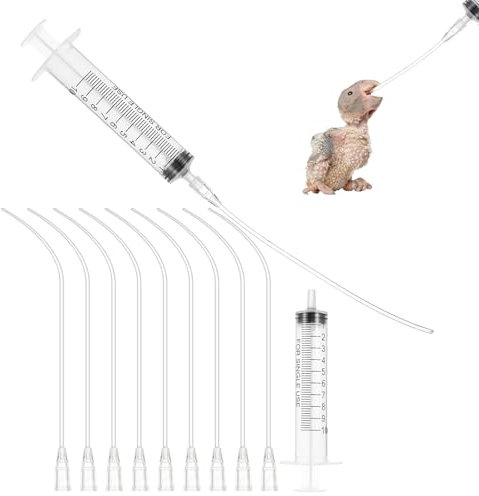 JIEYAO 10Stück Jungvögel Füttern Schlauch,2Stk Spritze 10ml Mit Schlauch Tauben Zubehör Feeder Futter Futterspritze knopfkanüle Handfütterungswerkzeug Für Baby Vögel Papageien Milch Wasser Medikamente