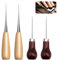 4PCS Bradawl Tool, 2 Types Wooden Awl Tool, Gourd Shape Awl Tool,Brown Beige Sewing Awl for Wood,Reusable Sewing Awl Tool for Leather Punching Sewing Paper Crafts or DIY Manual Needle Punching
