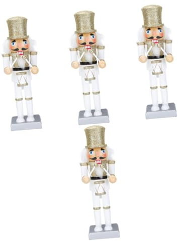 Cabilock 4 Pezzi Di Bambola Marionetta Schiaccianoci Soldato in Noce Alta Decorazione Natalizia Per La Casa