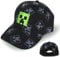 Cartoon Baseball Cap Kinder Snapback Kappe, Jungen Baseballmütze Sonnenmütze, Miner Outdoor Sports Casual Baseballmütze, Pixelig Grid Sonnenhut (DE/NL/SE/PL, Numerisch, 52, 54, Schwarz)