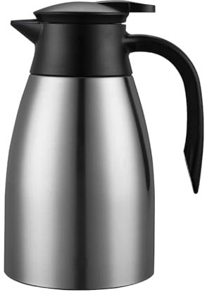 2er Set Thermoskanne Edelstahl, Isolierkanne 1,5 Liter, Kaffeekanne Thermo, Auskleidung aus Edelstahl 304, Doppelschichtige Vakuumisolierung, Kaffeekanne, Silber