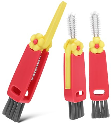 GANAZONO 3pcs Multi Functional Bottle Cap Detail Brush Compact Crevice Cleaning Brush for Efficient Kitchen Keyboard Cleaning Portable Design Stylish Appearance and Double Heads for