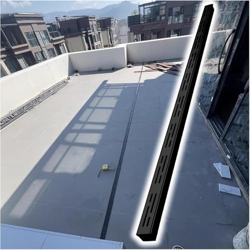 Stainless Steel Linear Shower Drain - 2-in Slim Channel Drain Grate Kit 1m/1.5m/2m Lengths for Driveway Pool Deck Outdoor Use Durable Black Finish