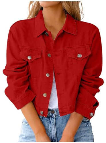 Veste en Jean Femme Mi Saison Jacket Été Blouson Décontractée Elegant Blousons Demi Courte Légère Legere Grande Taille Chic Printemps