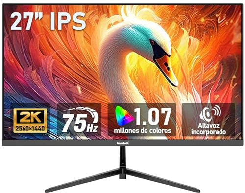 Gawfolk Monitor per computer da 27 Pollici IPS 2K QHD (2560×1440) Schermo per PC da Gioco 75Hz