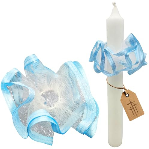 Lunexus Tropfschutz/Wachsfänger Hellblau für Stabkerzen Ø 1–4,5 cm | Praktischer Lunexus Tropfschutz aus feinem Tüll in Hellblau, schützt Hände und Kleidung vor Wachs bei festlichen Anlässen.
