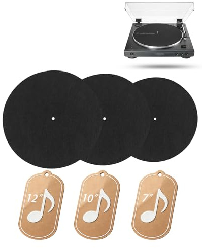3 Pack Turntable Mats for Audio-Technica LP60XBK Turntable(7, 10, 12), yystao Non-woven Felt Slipmat Set, Vibration Dampening & Scratch-Resistant Pads & Anti-Static for All LP Sizes
