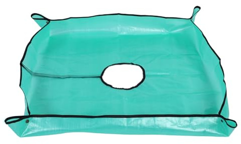 Cocoarm Landschaftsplane, Polyethylen-Trimmplane, 100 X 100 cm, mit 19,8 cm Großem Loch in der Mitte, 4 Eckschnallen für die Nutzung von Sträuchern, Büschen, Baumschnitten, Laubsammlungen, Hofgärten