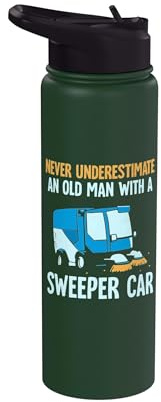 Never Underestimate an Old man with a Sweeper car Stainless Steel Insulated Water Bottle