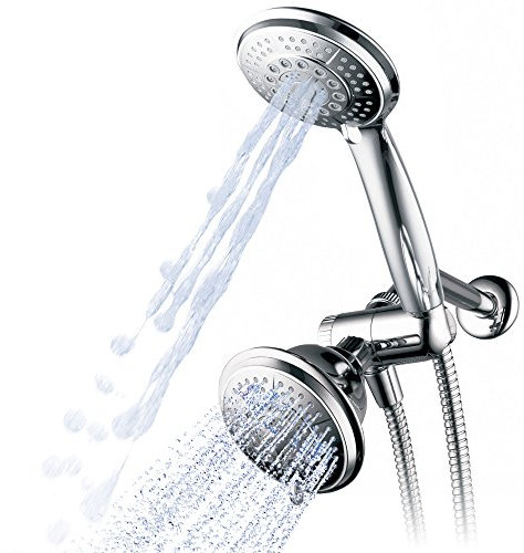 Hydroluxe® - Doppio soffione da doccia combinato a 3 vie con 24 fori, per coccole ultra lussuose
