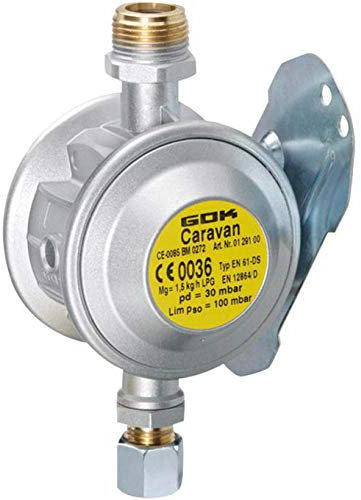 GOK Régulateur mural de 10 mm pour bouteille de gaz, caravane, camping, basse pression, support mural