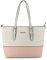 Sac à Main Femme Bicolore - Cabas Fourre-Tout Simili Cuir PU Rigide - Sac Elégant Ville Travail Lycée - Shopper Porté Epaule Grande Capacité A4 - Mode Chic - Gris Rose