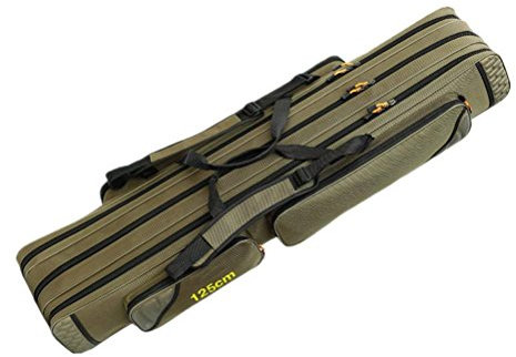 TentHome 3 Layers Waterproof Fishing Bag Portable Rod Carrier Reel Case Fishing Tackle Storage Bag with 3 Side Pockets (80cm/2.62ft)