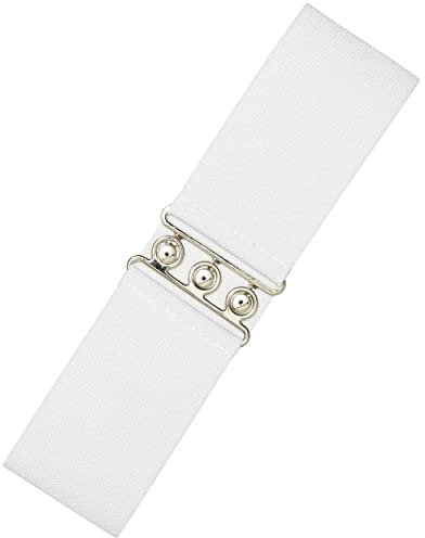 Ro Rox Retro Vintage-Stil Elastischer Weiter Gurt Gürtel - DE 44-50 - Weiß (Large)