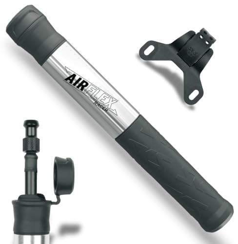 SKS GERMANY AIRFLEX RACER SILVER bicycle pump for road bike tyres, bicycle accessories (air pump with SV connection, easy-grip dust cap, soft component handle, max. pressure: 8 bar / 115 PSI), silver