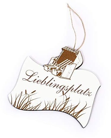 Maritimes Schild LIEBLINGSPLATZ - Strandkorb Schilf Deko - 20 x 20 cm